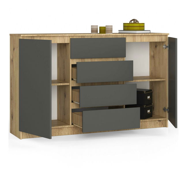 Comodă Koa (stejar artisan + gri)