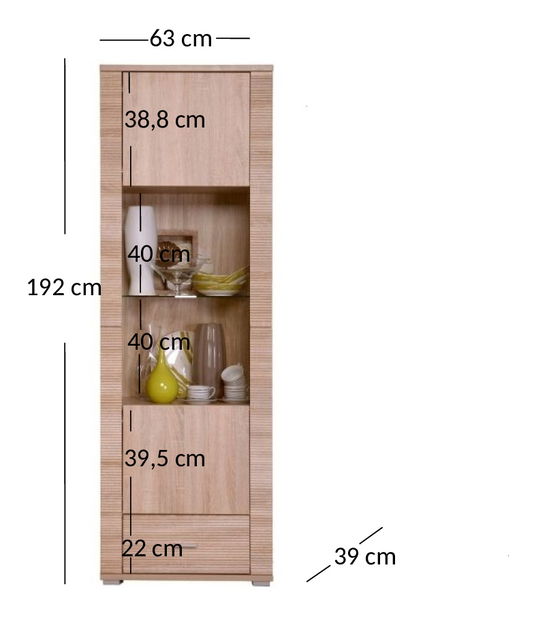Vitrina Gwenn 1W1S (hrast sonoma)
