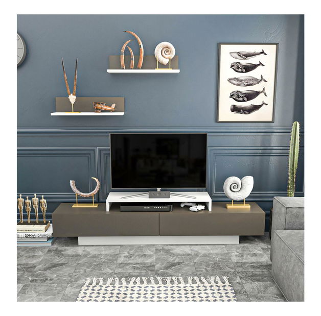 Obývacia stena Lusalona (biela + hnedá)