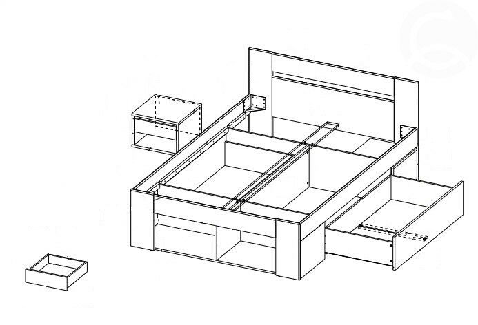 Pat matrimonial 140 cm Milo (cu somieră și noptieră) MOB 4027