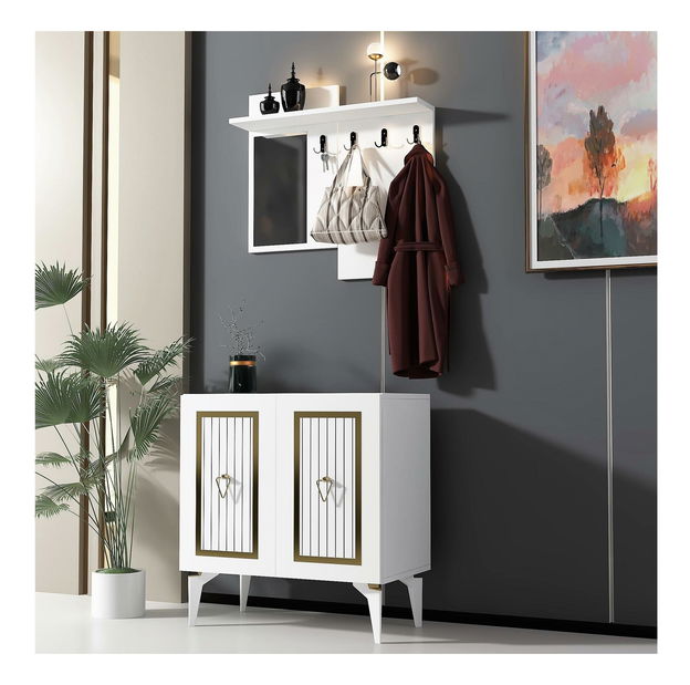 Garnitura za predsoblje Tideno (bijela + zlatna) *outlet moguća oštećenja