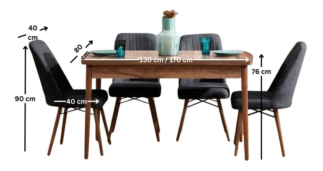 Set dining Lidya (antracit) (pentru 4 persoane) 1
