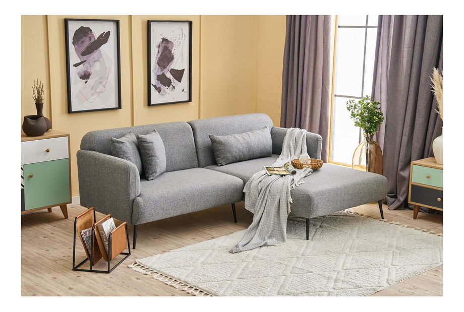 Sarokkanapé Revosatta (J) (szürke + fekete)