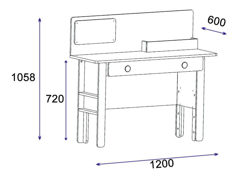 Písací stôl Nilili 6 (borovica atlantická + antracit) 