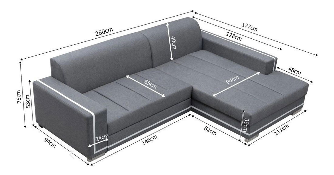 Rohová sedačka Marleen (tmavosivá) (L)