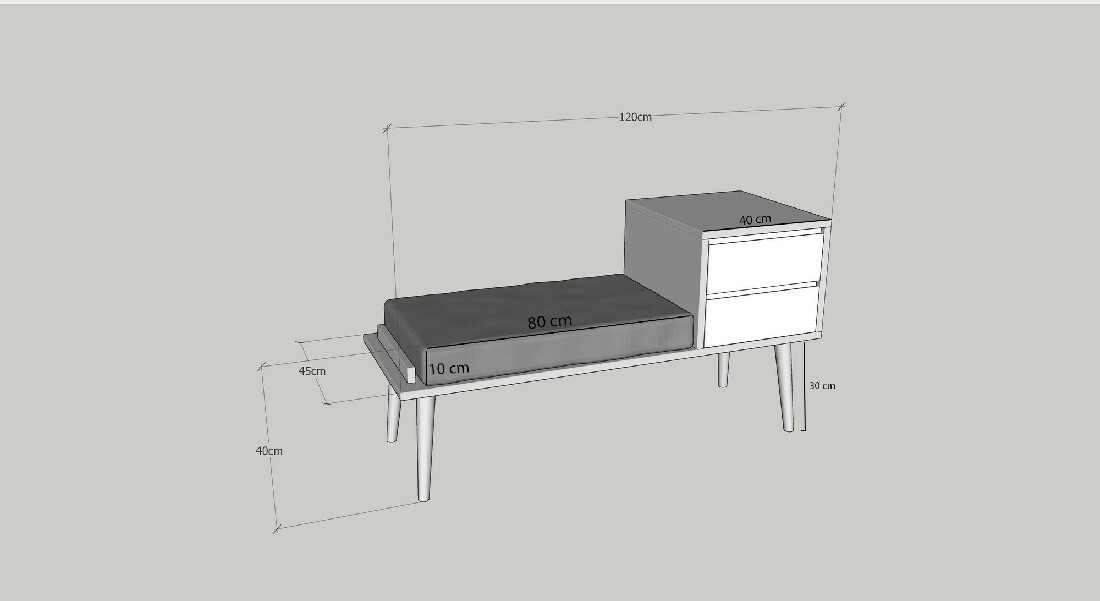 Bancă pentru hol Melinda (Nuc + Antracit)