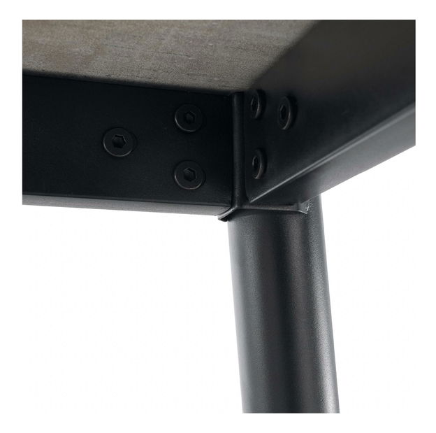 Masă sufragerie Fresia 2 (gri marmură + negru) (pentru 6 persoane)