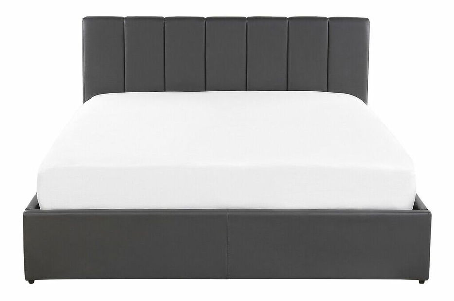 Manželská posteľ 140 cm DARGAN (sivá) (umelá koža) (s roštom a úl. priestorom)