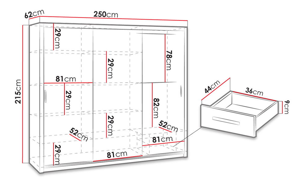 Ormar za garderobu Klary KE12 (hrast monastery + ogledalo)