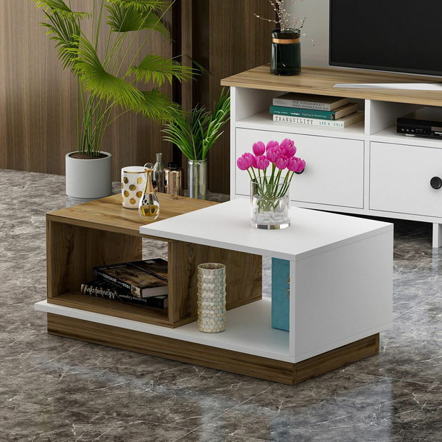 Dohányzóasztal Valery (fehér + tölgy)