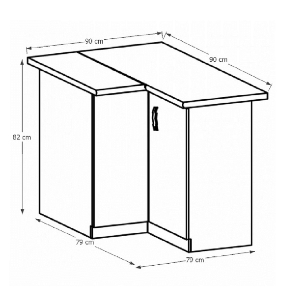Dolná rohová kuchynská skrinka D90N Sillina (orech milano)