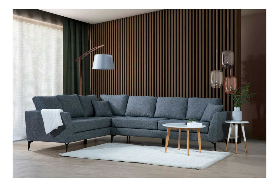 Sarokkanapé Temparina (B) (sötétszürke + fekete)