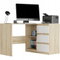 Rohový PC stolík Nolmir (dub sonoma + biela) (P)