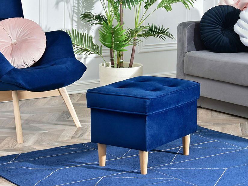 Taburetka Muriera (tmavomodrá + orech)