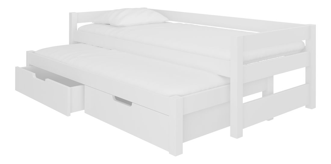 Rozkladacia detská posteľ 200x90 cm Fifo (s roštom a matracom) (biela)