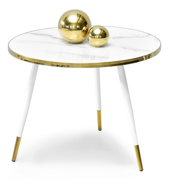 Măsuță de cafea Zoya Xl (marmură albă + auriu)