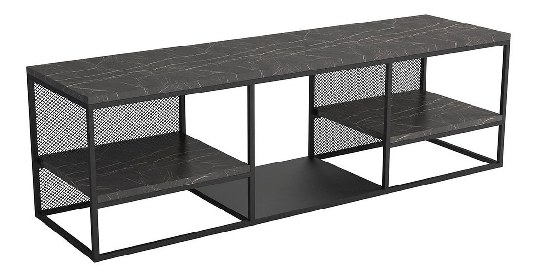 TV stolík/skrinka Ren (čierna + tmavý mramor)*bazár