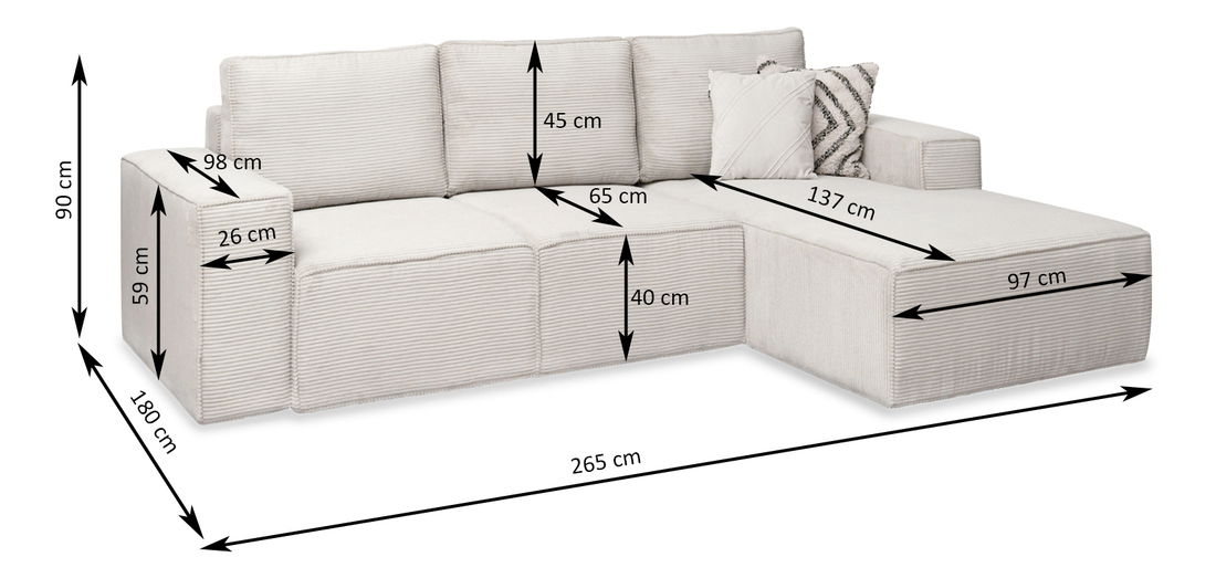 Sarokkanapé Cerebral (krém + fekete)