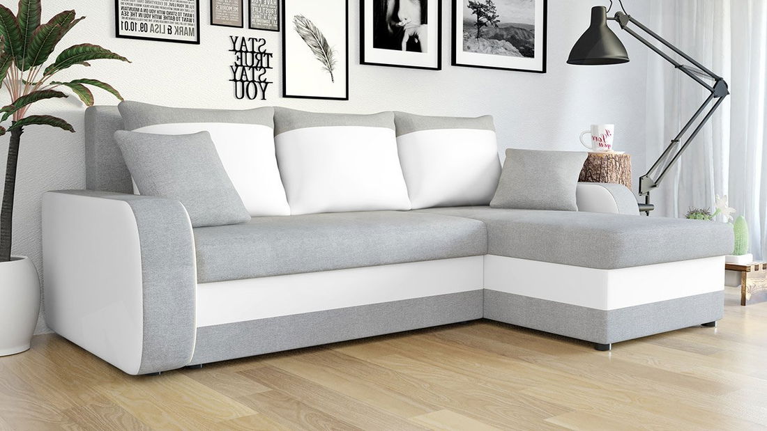 Colțar Maddox (Bristol 2460 + piele ecologică Soft 017 (Alb))