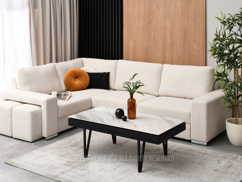 Konferenčný stolík Diego (sivý mramor + čierna)