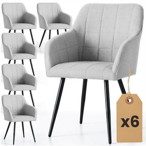 Set blagovaonskih stolica (6 kom.) Luksemburg (svijetlosiva + crna)