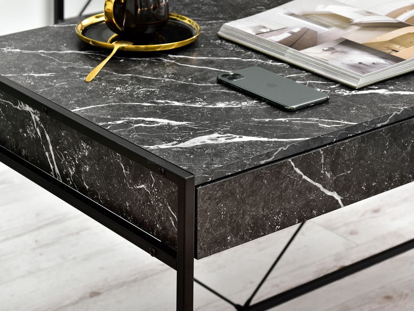 PC asztal Unica (fekete márvány + fekete)