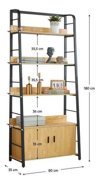Regál Chevron (sötét tölgy + fekete)
