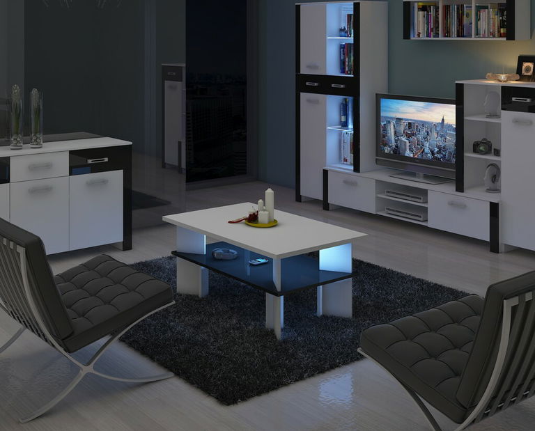 Stolić za kavu Velvet 2 (bijela + sjaj crni) 