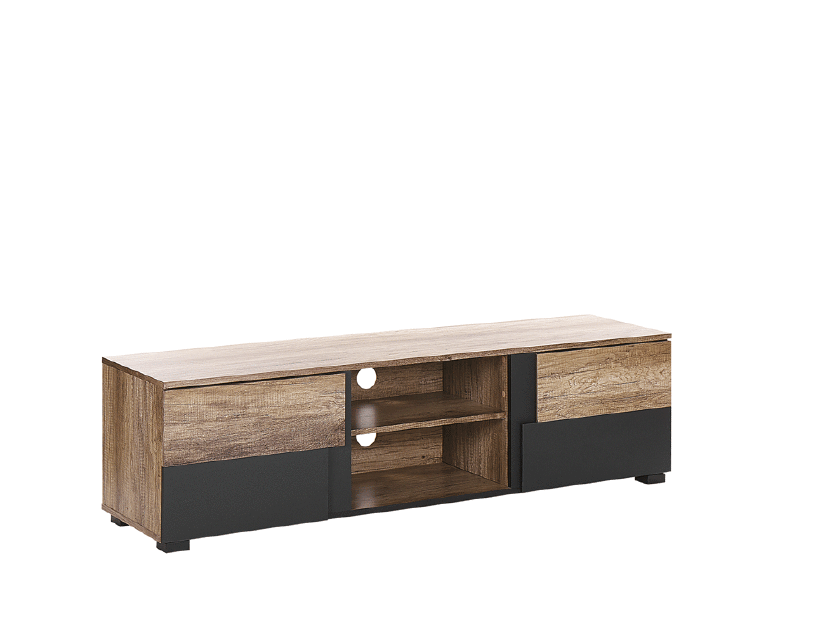 TV stolík/skrinka STAGAR (svetlé drevo + čierna)