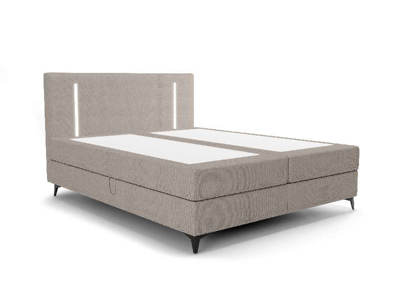 Jednostruki krevet 120 cm Ortega Comfort (sivo-smeđa) (s podnicom i madracem, s prostorom za odlaganje) (s LED rasvjetom)