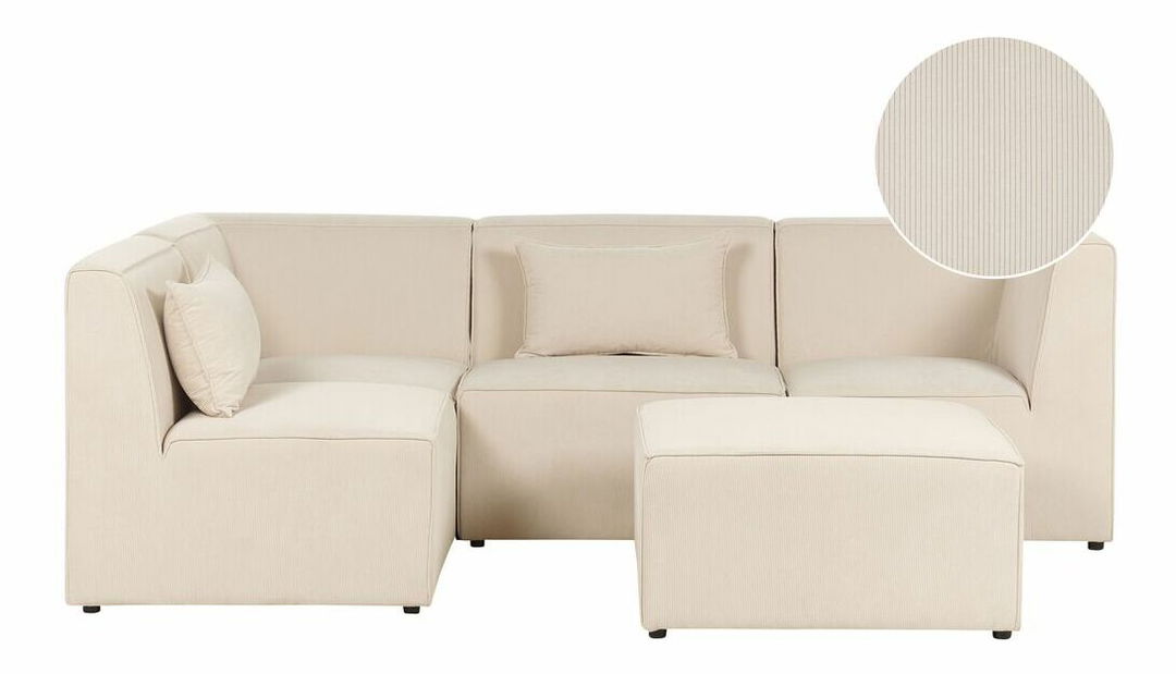 Rohová sedacia súprava s taburetkou Lemia (béžový) (P)