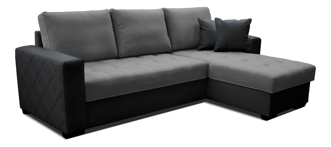 Rohová sedačka Faro 2F+L (tmavosivá + čierna) (P)