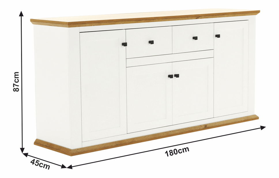 Komód Leoras MZ9 (fehér + grand tölgy)