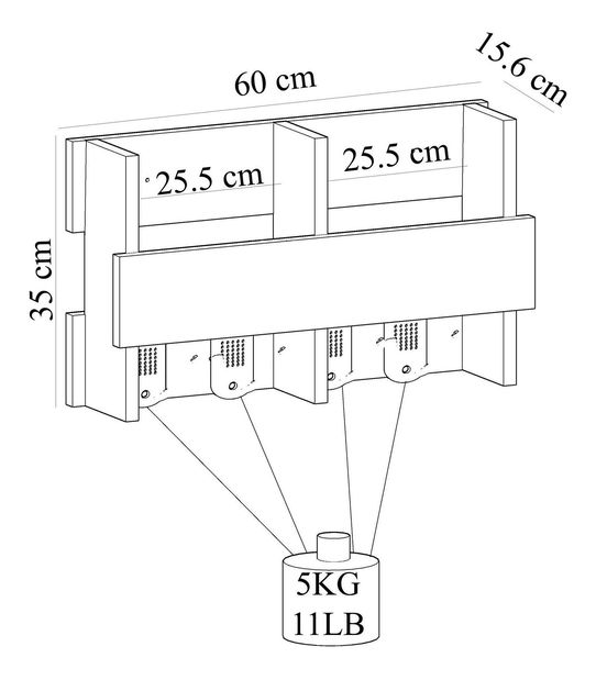 Akasztós panel Sutete (zafír tölgy + fehér) 