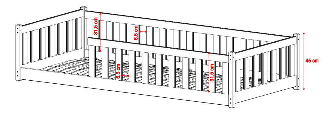Detská posteľ 90x200 cm Belaccino (biela) (s roštom)
