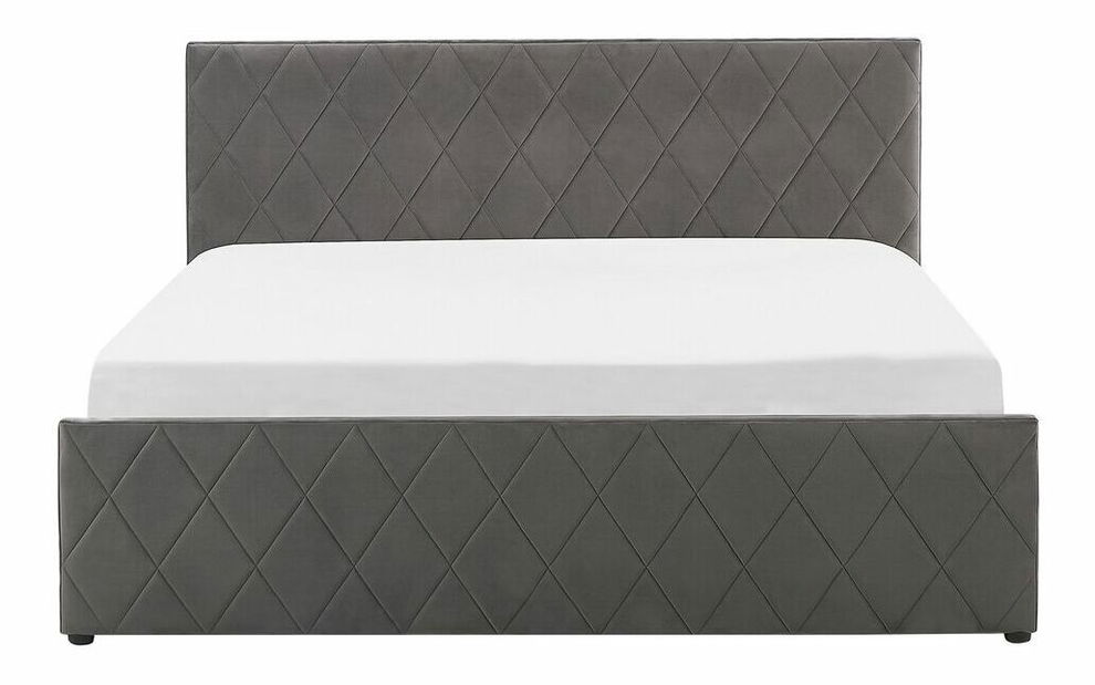 Bračni krevet 140 cm ROFARIO (siva) (baršun) (s podnicom i prostorom za odlaganje)