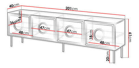Masă TV Godzes 4D (negru + Stejar craft)
