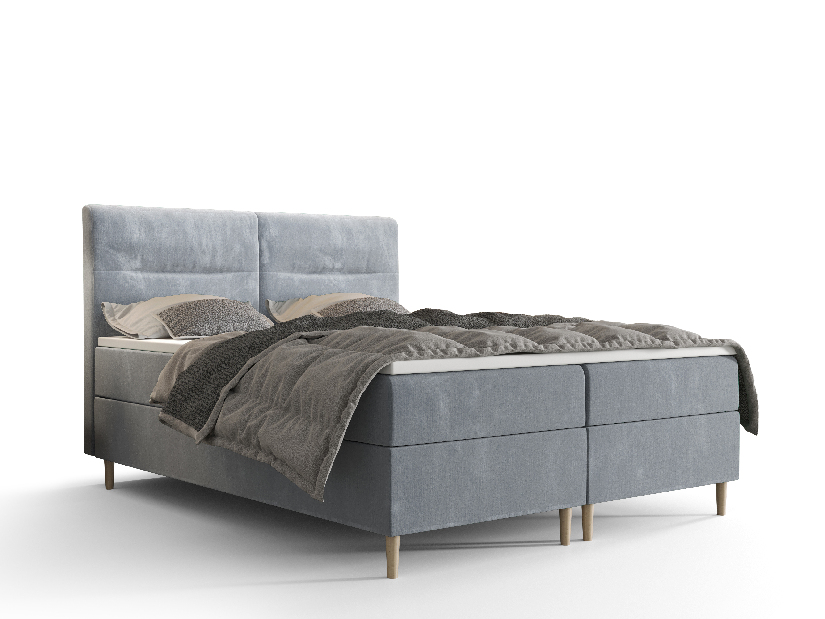 Franciaágy Boxspring 180 cm Saruta (világoskék) (matraccal és tárolóhellyel)