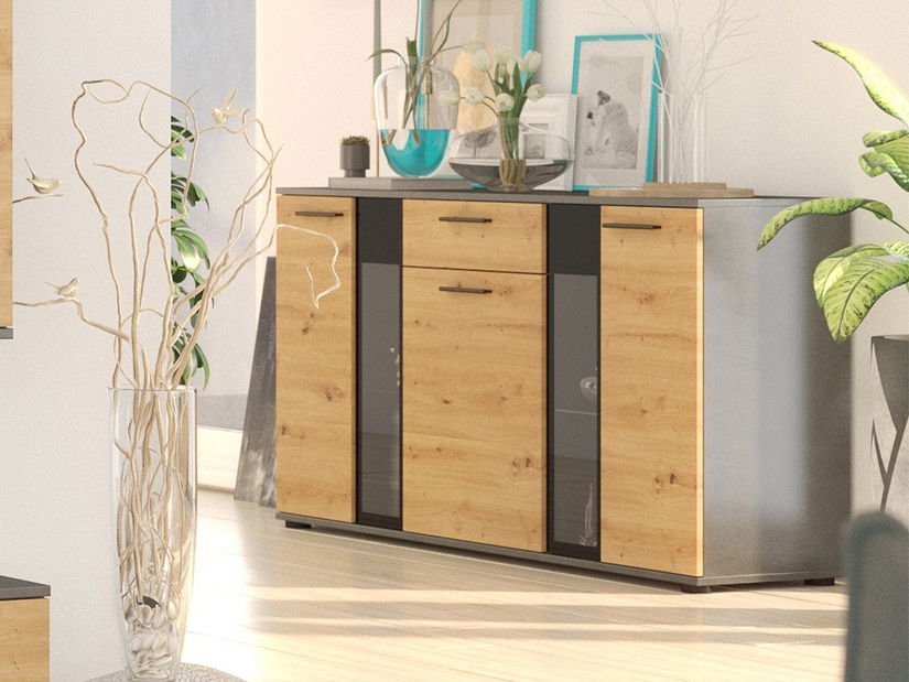 Komoda Mirjan Fletcher (matera + dub artisan) (bez osvetlenia)