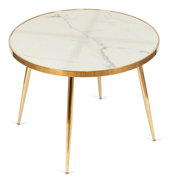 Jedálenský stôl Tripulacion (mramor biely + zlatá) (pre 4 osoby)