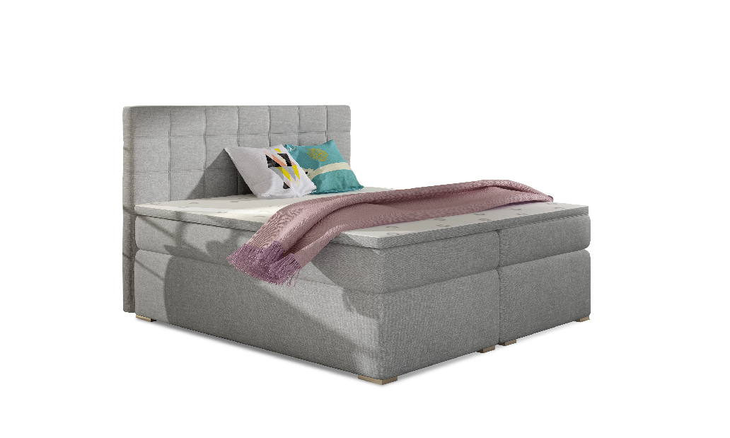 Bračni krevet Boxspring 140 cm Abbie (svijetlosiva) (s madracima)