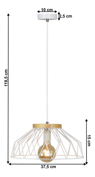 Lampă suspendată Tarok (alb + natural)