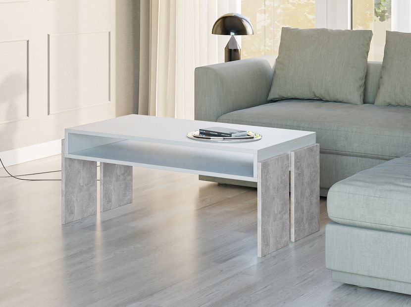 Dohányzóasztal Ramea (fehér + kő)