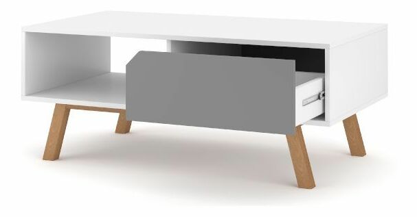 Konferečný stolík Tanuko (biela + sivá)