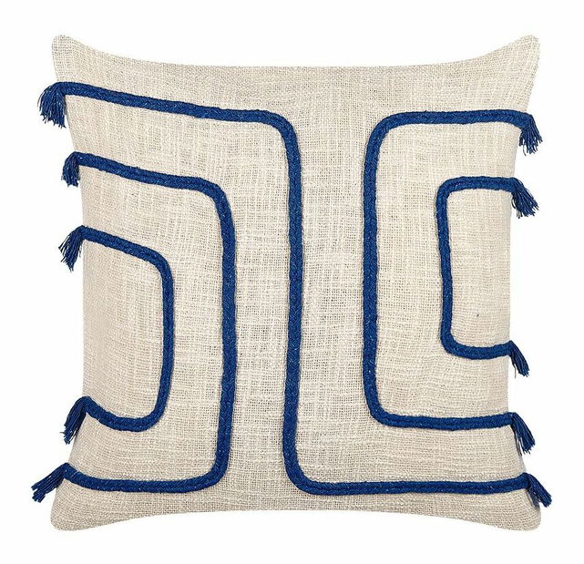 Sada 2 ozdobných vankúšov 45 x 45 cm Pleo (béžová + modrá)