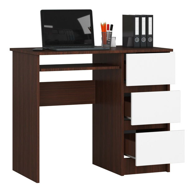 PC asztal Benicio (wenge + fehér) (J)