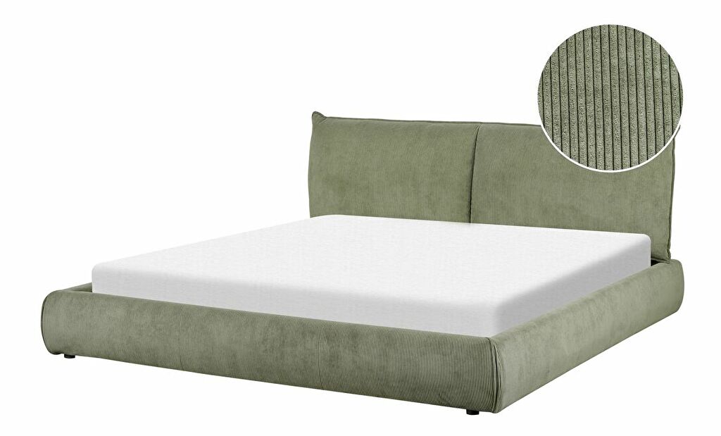 Manželská vodná posteľ 180 cm Vetiver (zelená) (s roštom a matracom)