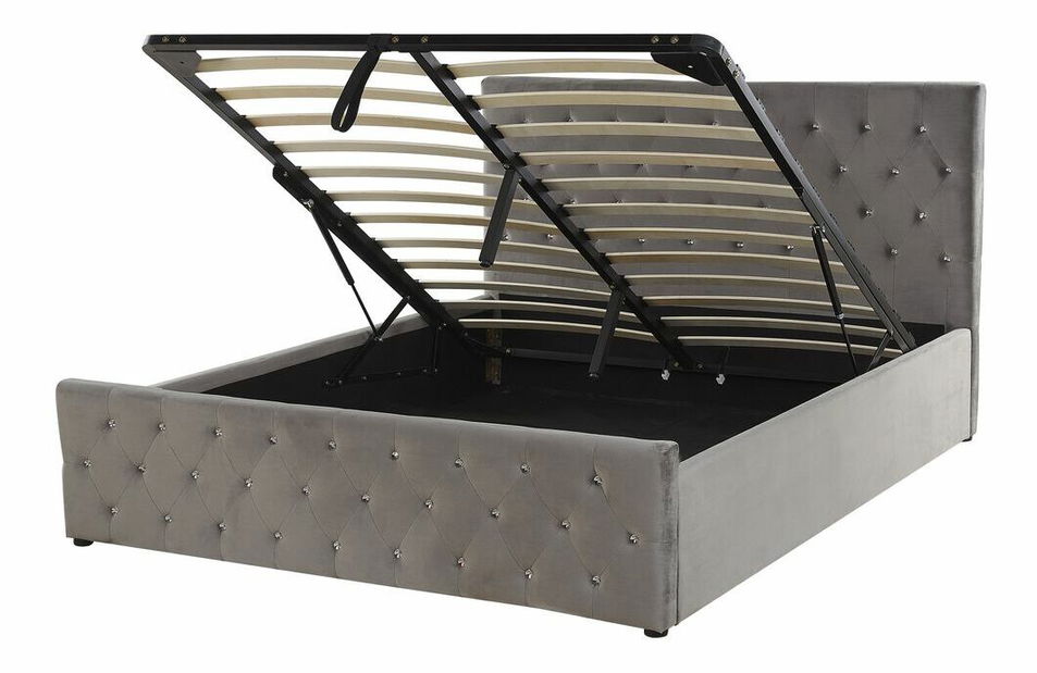 Bračni krevet 160 cm AMESIA (siva) (s podnicom i prostorom za odlaganje)