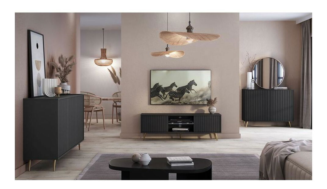 Szekrény Biel B1 (fekete + arany)