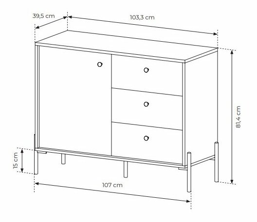 Komoda Scandia D3S (hrast scandi + jelka scandi)